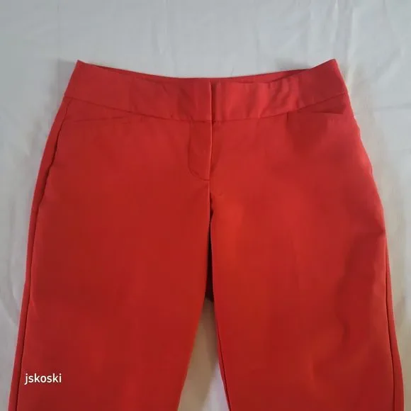 APT. 9 Essentials Coral Red Casual Cropped Capri Skimmer Pants Women's Size 6 - Picture 2 of 7
